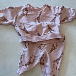 Pink Giraffe Print Baby Outfit 0-3M